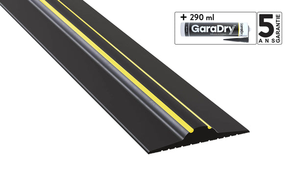 Joint de seuil de porte de garage de 20 mm avec adhésif GaraDry et images de garantie de 5 ans