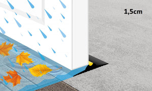 Illustration montrant le joint de sol de porte de garage de 15 mm retenant la pluie et les feuilles