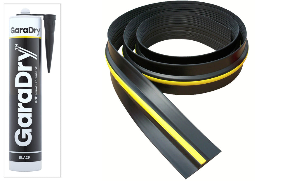Weather Defender Joint de seuil de porte de garage XL 16'5″ (incl. 2  adhesives) noir/jaune : : Bricolage