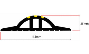 Diagramme montrant les mesures de hauteur et de largeur d'un joint de bobine commerciale de 25 mm