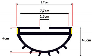 Schéma de dimensions du joint enveloppant de porte de volet roulant